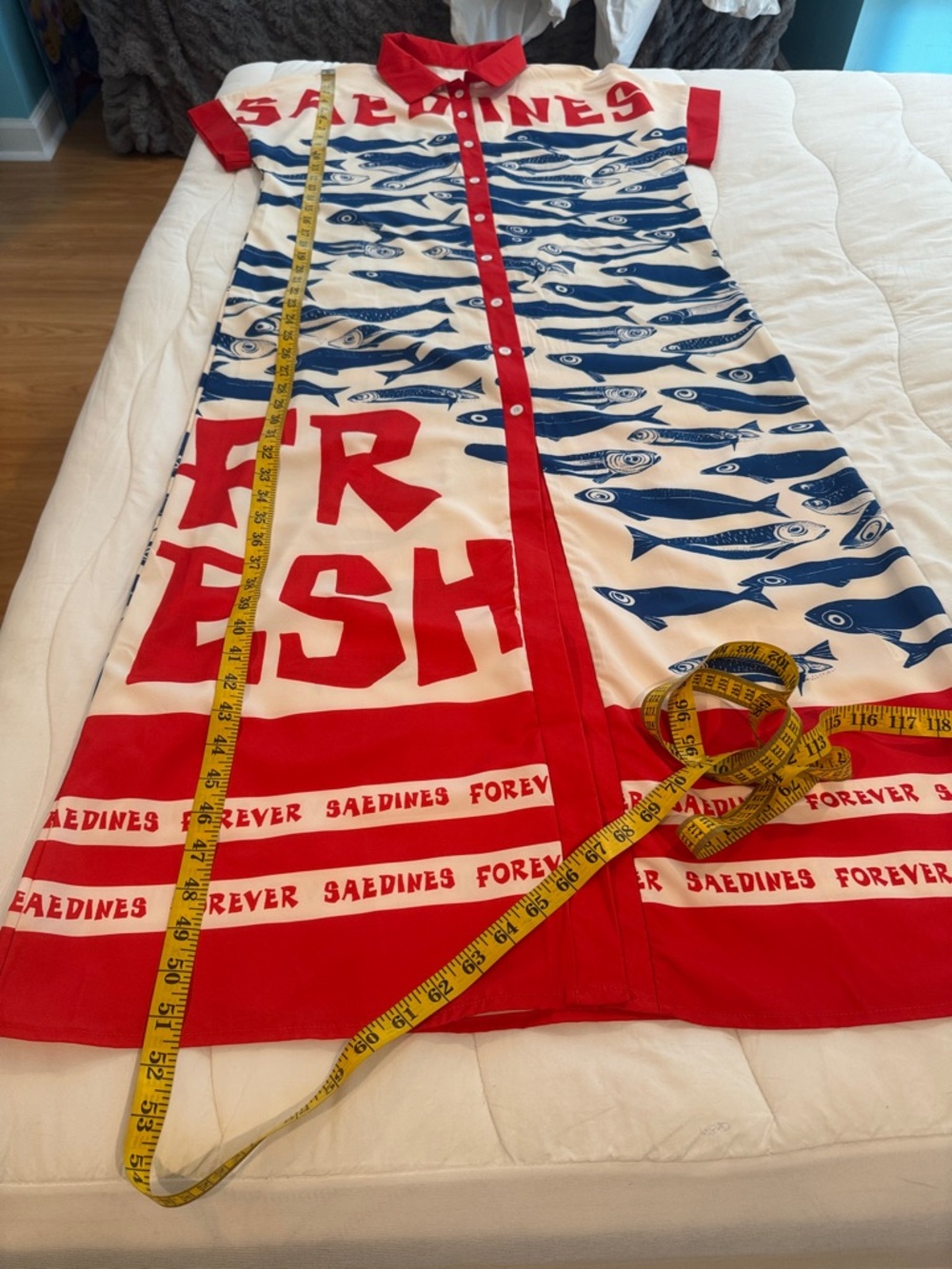 Fresh Sardines NWOT white and red dress with blue sardines - Picture 10 of 10